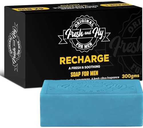 Fresh and Fly Men's Soap Bar for Face, Body, Hair 300g - 4X Bigger 4X Longer Fragrance-Free Natural Soap Bar for Moisturizing Face, Body Bar for Sensitive Skin Cleansing Formula