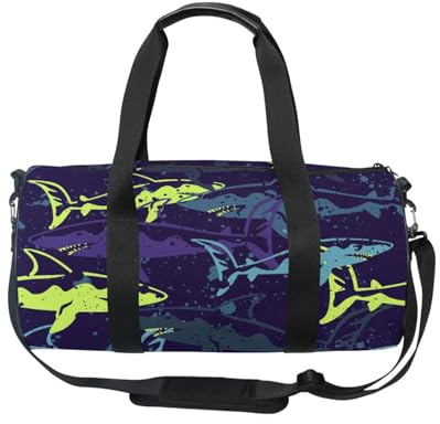 Sporttasche, Reisetasche, Seesack für Damen und Herren, Meerhaie, Mädchen, Gymnastik, Tanztasche, Wochenende, Übernachtung, Fitness, Workout, Reisetasche, Krankenhaus-Tasche, mehrfarbig, Reisetasche
