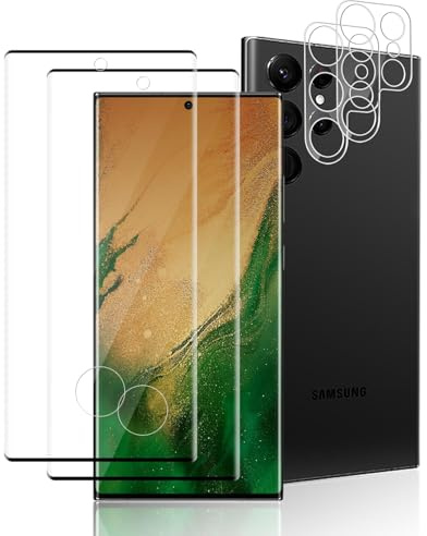 Cable Leader 2+2 Stück für Panzerglas für Samsung Galaxy S23 Ultra 5G Schutzfolie & Kameraschutzfolie, 3D Schutzglas Folie, Wasserdicht Anti-Staub Bruchsicher S23 Ultra 5G Displayschutzfolie