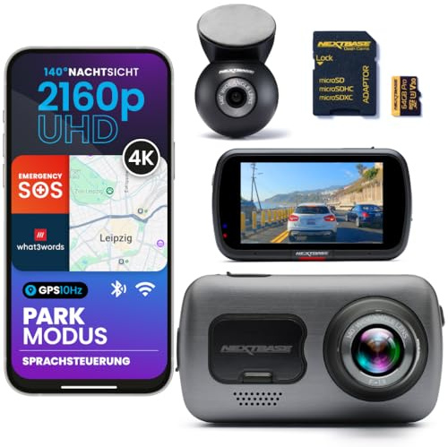 Nextbase® 622GW Dashcam Auto Vorne Hinten | Parkmodus 24/7 | 2160p 30fps Dash Cam | 3-Zoll-Bildschirm | Auto Kamera 140 Grad Betrachtungswinkel Nachtsicht Pro | Inklusive 64GB MicroSD Karte