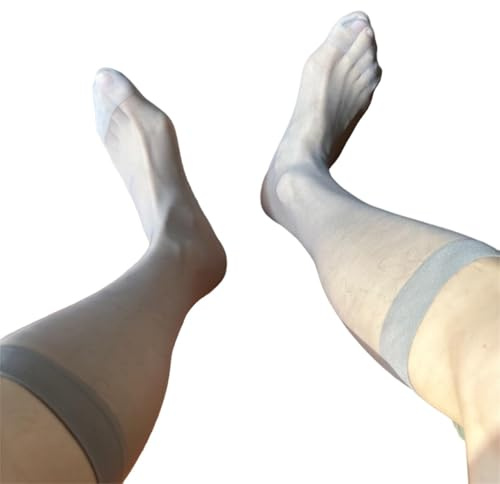 FAYING 2 pares (4 piezas) de calcetines de traje de nailon transparente for hombre, calcetines de vestir de negocios con puntera reforzada, medias de vestir formales finas y lisas.(Gray)