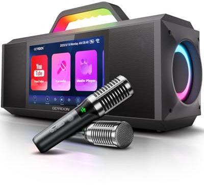 Karaoke Machine for Adults - with Lyrics Display and Screen, Professional Karaoke System, 2 Wireless Mics, 200W Peak Power, Free Karaoke App, Portable Karaoke Speaker for Home Party and Any Occasion