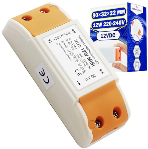 Transformateur LED 12V 12W 1A 220-240V - Alimentation LED a Taille de 80 x 32 x 22 mm - Garantie de 10 Ans - MONTERAL