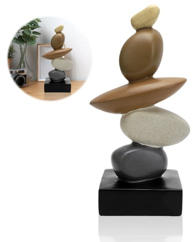 Simulierte Sandstein Skulptur Deko für Wohnzimmer, Moderne Harz Stein Skulpturen für Couchtisch Dekorationen, Bunt Statue für Regal Bücherregal Deko, Geschenke für viel Glück, Gesundheit, Stärke