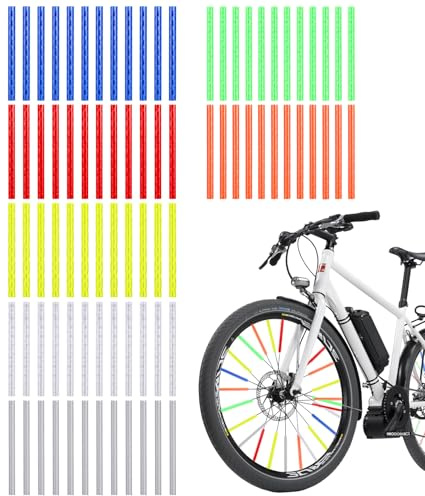 Set di 84 riflettori per raggi per bicicletta, per bambini, visibilità a 360°, 7 colori, per bambini e adulti, riutilizzabili