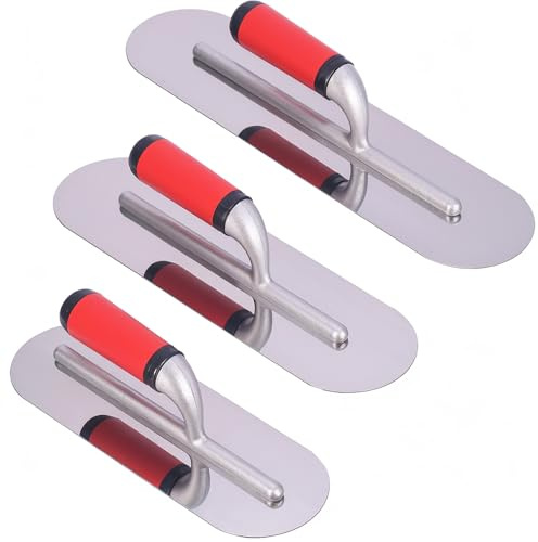 3PC Aluminum Pool Trowel Set (12x4 & 14x4 & 16x4) Stainless Steel Finishing Trowel Tool for Concrete, Cement, Drywall, Plastering, Masonry Leveling