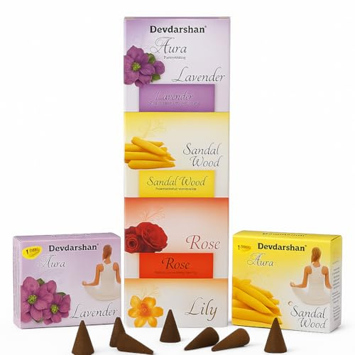 Incense Cones Natural Premium Bundle– 120 Oud, Sandalwood, Lavender, Rose & White Sage Cones for Home Fragrance, Meditation & Aromatherapy (1 size, 120.0, count)
