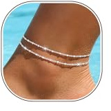 Chihayafuji Fußkettchen für Damen Silber 925 Gold Verstellbares Wasserfest Herz Doppelte Stapelbar Fussketten Sommer Strand Fußkette Schmuck Geschenk Mädchen Frauen