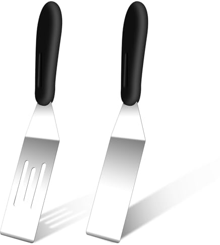 Small Spatula 2Pieces, Stainless Steel Spatula Set, Metal Spatulas for Kitchen Use for Serving and Turning, Ideal for Pancakes, Brownies, Desserts, Cookie, Eggs or Small Pan