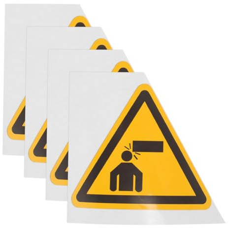 LOLIPPYY 4pezzi Cartelli di Avvertimento Attenzione alla Testa Triangolari in Pvc Giallo per Macchine e Postazioni di Lavoro Design Alta Visibilità per Prevenire Collisioni