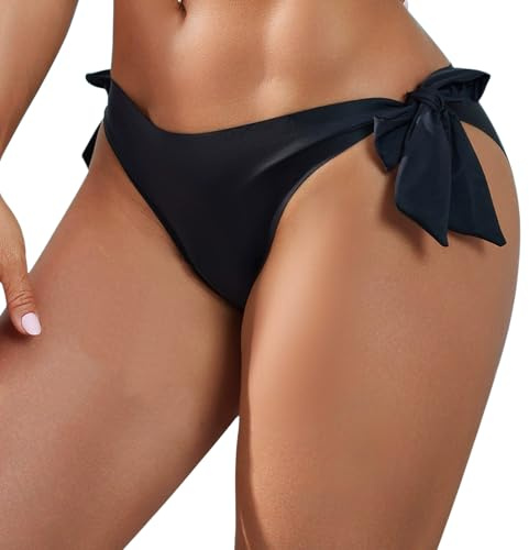 InfiniZer Women's Period Tie Side Bikini Bottom Leakproof Menstruation Swimwear, Low Rise Swim Briefs for Girls Teens Women