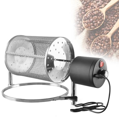 Máquina tostadora de granos de café, velocidad ajustable, opciones de alimentación duales, batería y enchufe, bloqueo móvil seguro para café, asar nueces, maní, frijoles negros, soja