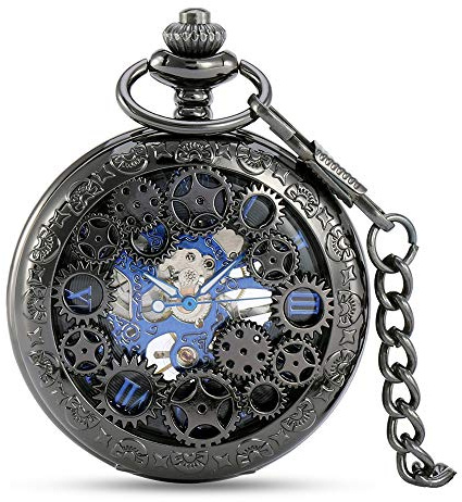 Avaner Klassiker Taschenuhr im Retro-Look Analog Automatikwerk Uhr mit römischen Ziffern Kette für Herren Damen als Muttertag Weihnachten Geburtstag