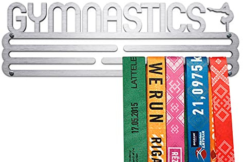 United Medals Gymnastics Medaillenhalter Gymnastik für 30 Medaillen Aufbewahrung - Turnerin Geschenk - Medal Holder Hanger Display Rack - gebürsteter Edelstahl