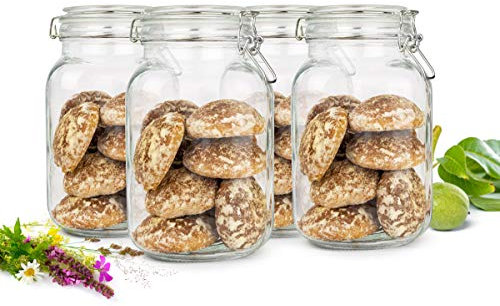 Sendez - Barattolo per conserve con chiusura a leva, 2000 ml, Vetro, 6 pezzi