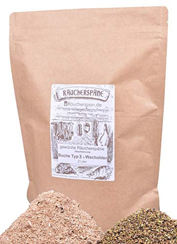 Räucherspäne Räuchermehl Buche Typ 3 mit Wacholder Spangröße 0,3-1mm für Räucherofen Sparbrand Kaltrauchgenerator 2 Liter