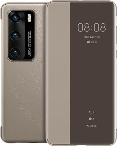 Huawei P40 Smart View Flip Custodia Cellulare, Accessorio Originale, Khaki