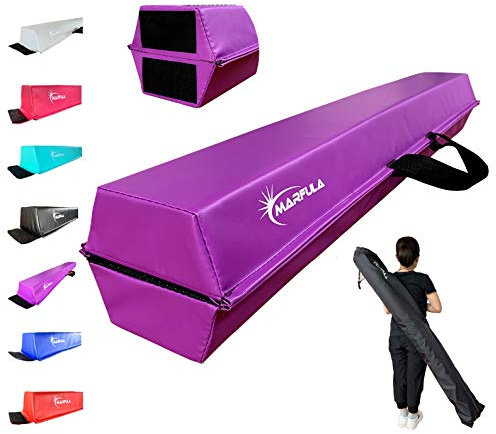MARFULA 1,8 m / 2,4 m / 2,4 m / 2,4 m / 3 m Schwebebalken, zusammenklappbar, Boden-Gymnastikgeräte für Kinder, rutschfeste Unterseite, Gymnastikbalken für Training, Zuhause, Fitnessstudio, Lila
