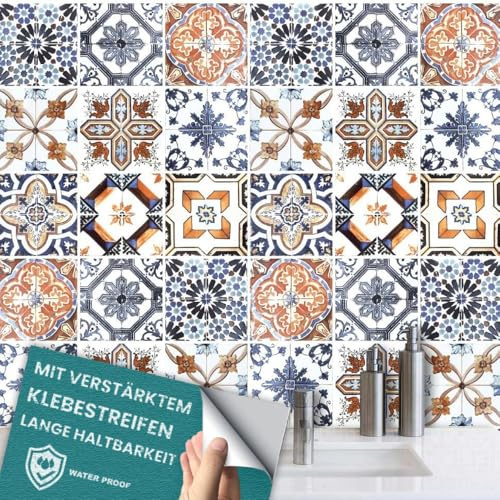 RE-COVERTILES Fliesenaufkleber für Küche und Bad 24 Stück 10x10 cm PS00001 | PVC Material, Wasserfest, Kratzfest, Wanddekoration, Selbstklebend, Made in Italy