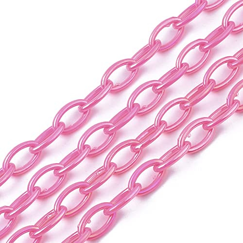 Givenny 5 Stränge, blickdichte Acryl-Kabelketten, 13 x 8 x 2 mm, AB-Farb-Kettenglieder für Sonnenbrillen, Gurt, Tasche, Kette, Halskette, Schmuckherstellung (Hot Pink)