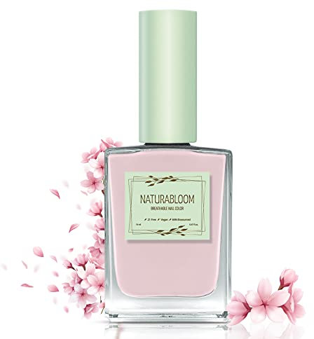 NATURABLOOM Nagellack schnelltrocknend rosa (Sakura Flower) - natürlicher Nagellack mit veganer Formel - atmungsaktiv, nachhaltiger und langanhaltend, 14 ml