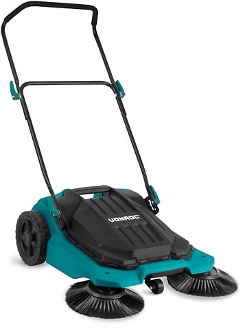 VONROC Kehrmaschine manuell - Bodenreinigungsmaschine für Draußen - 65cm Kehrbreite, 18 Liter Behälter, 2600m2 pro Stunde - Ideale Laubkehrmaschine für Zuhause