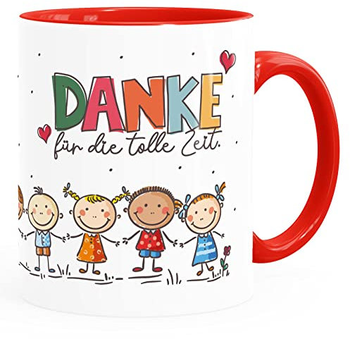 SpecialMe® Kaffee-Tasse Danke Erzieherin Herz kleines Geschenk Abschied Spruch für die tolle Zeit weiss-innen-rot standard