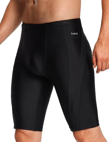BALEAF Mens Swiming Jammers Competitive Compression Swimwear Durable Athletic Swim Shorts Trunks Black M