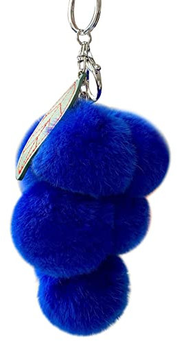 Surakey Frucht Traube Pom Pom Schlüsselanhänger Kunstfell Pompon Ball Flauschigen Schlüsselanhänger für Frauen Mädchen, Plüsch Taschenanhänger Schlüsselringe Rucksack Charms Handtasche Dekoration