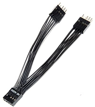 Oikabio Câble d'extension audio HD pour carte mère 9 broches 1 femelle 2 connecteurs Y Câble répartiteur Noir Pour PC DIY 10 cm