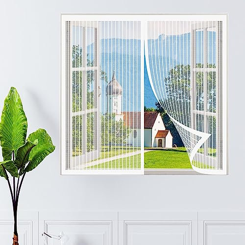 Fliegengitter für Dachfenster 55 x 115 cm Moskitonetze für Fenster Fenster-Fliegengitter Ohne Bohren für verschiedene französische Fensteren, Weiß