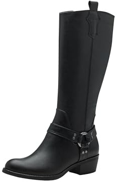 MARCO TOZZI Damen Hohe Stiefel mit Absatz mit Blockabsatz mit Reißverschluss, Schwarz (Black), 40 EU