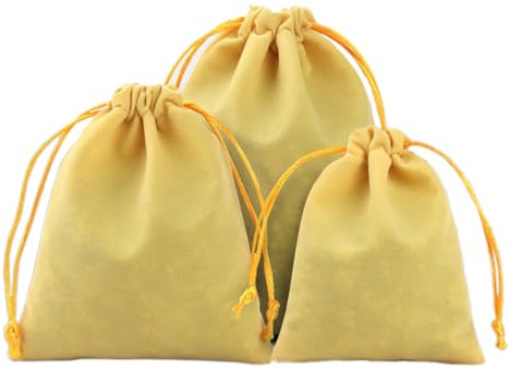 6 Stück Samtbeutel Schmuckbeutel, Kleine Stoff Beutel mit Kordelzug, Samt Säckchen Geschenkbeutel Stoffsäckchen zum Befüllen für Schmuck Hochzeit Weihnachten Geburtstag Party Geschenk,10x12cm Gelb