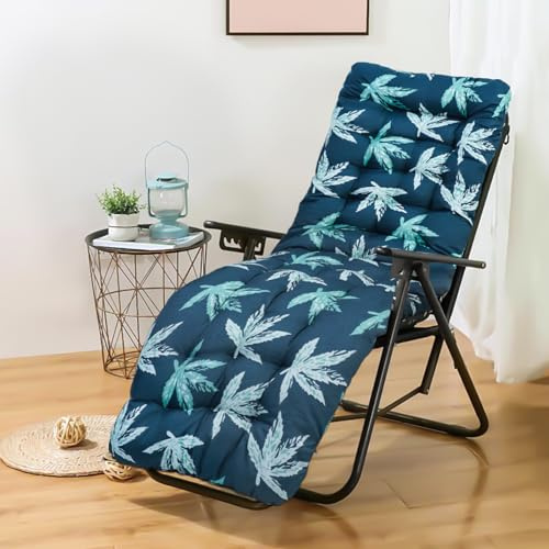 WildFun Liegenauflage, Auflage für Gartenliege 168 x 48 x 8 cm, Auflagen für Deckchair, Polsterauflage für Sonnenliege, Kissen für Liegestuhl, Grün und Blätter