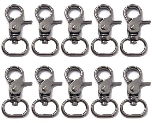 Esforzarse 10 Stück Drehbarer Karabinerhaken Aus Zinklegierung, Karabiner Hundeleine Schwarz Bolzenkarabiner Karabinerhaken mit Drehgelenk, Für Hundeleine, Schlüssel, Taschen, Gurtband (Schwarz)