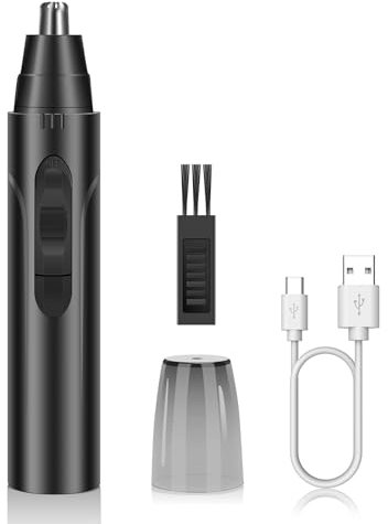 Linkidea Tagliapeli Elettrico per Naso e Orecchie da Uomo, Lama Arrotondata a 360° per una Depilazione Pulita Senza Danneggiare la Pelle, Interfaccia di Ricarica Portatile USB