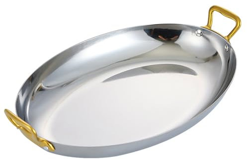 ANSNOW Paellera Española de Acero Inoxidable con Asas de Doble Remache, Olla Antiadherente para Mariscos, Utensilios de Cocina para Paella, Sartén para Hogares O Restaurantes/Plata/40Cm
