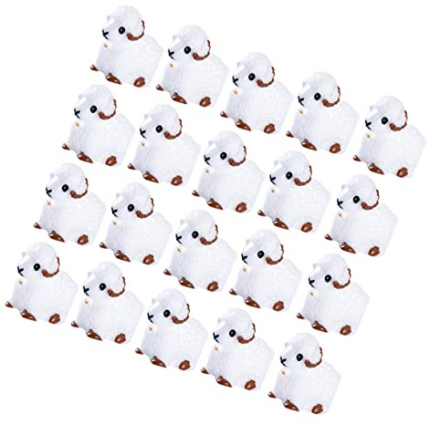MOBUTOFU Lot de 20 Petites Figurines de Moutons en Résine Blanches pour Micro-Paysage et Décoration de Jardin Féerique, Accessoires Miniatures pour Terrarium et Succulentes, Ornement