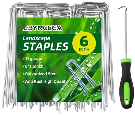 Bynccea 100 Stück Robuste Erdanker für Unkrautvlies，Anti-ROST Erdnägel aus verzinktem Stahl 150mm Lang U-förmige Gartenstecker für Unkrautvlies Camping Gartenvlies Anker Zaun Netz