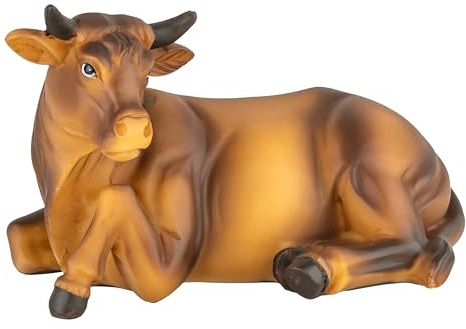 MaMeMi OCHSE – Krippenfigur/Krippentier [Handbemalt, ca. 13 x 8 cm] – Hochwertiges Krippenzubehör für WEIHNACHTSKRIPPEN, KRIPPENLANDSCHAFTEN & Modellbau