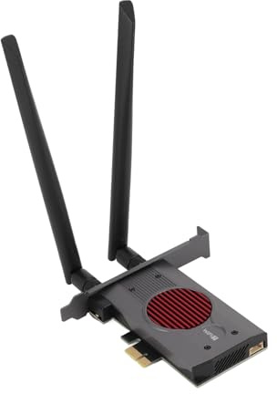 Yanmis Carte PCIe WiFi 7 pour PC de Bureau, BE200 8774 Mbps, Carte Réseau sans Fil, Adaptateur sans Fil PCIe 3 Bandes avec Double Antenne à Gain élevé 5 DBi, Faible Latence, Prise en