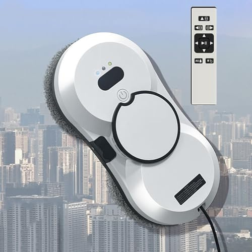CHANGLKJ Aspirador De Ventanas Inteligente, Robot Limpiacristales con Cuerda De Seguridad De Carga De 80 Kg, Potencia De Succión 2800Pa Y Detección Automática De Marcos De Ventana, para Ventanas