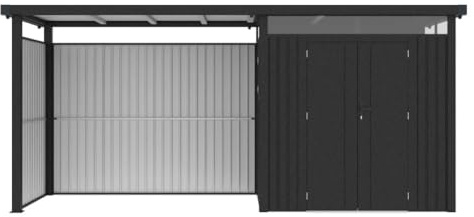 HORI Gartenhaus - Gerätehaus aus Metall - Metallgartenhaus - Schuppen - Geräteschuppen 5050x1660x2220- inkl. Anbau - Rück- Seitenwand