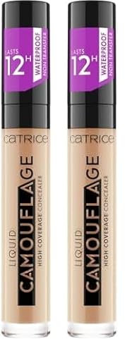 Catrice Liquid Camouflage High Coverage Concealer, Nr. 015, Nude, für trockene Haut, für unreine Haut, für Mischhaut, vegan, ölfrei, wasserfest, ohne Alkohol, 2er Pack (5ml)