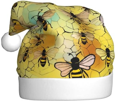zkyfll Weihnachtsmütze mit Bienen-Motiv, lustig, Plüsch, für Erwachsene, Weihnachtsfeier