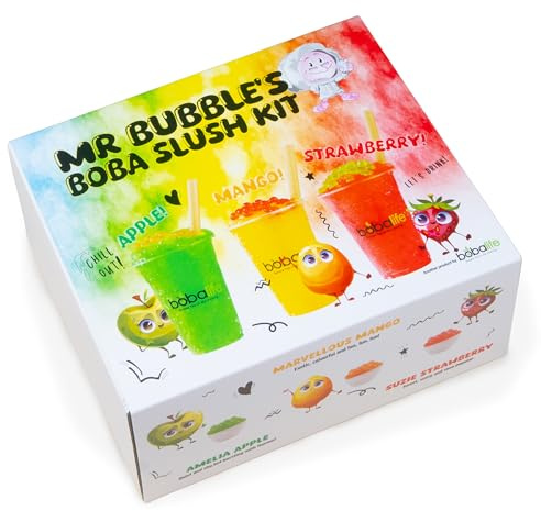 Bobalife Bubble Tea Slush Kit – BobaSlush Drink Mix Set with Fruit Syrup & Popping Boba for Homemade Bubble Tea Slushies – Easy DIY Beverage Kit, Vegan & Gluten Free