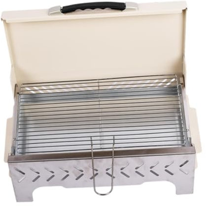 Gralara Grill da tavolo da griglie a carbone pieghevole piccolo grill barbecue griglie sollevabile rete per escursioni da giardino da campeggio, Bianco