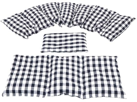 Körnerkissen STERNE, PUNKTE, UNI u.s.w. 3 er Set Langes 80 x 18 cm 8 Kammer + 3 Kammer + kleines Kirschkernkissen Wärmekissen XXL Schulterkissen Nackenkissen Mikrowelle (Karo, Blau)