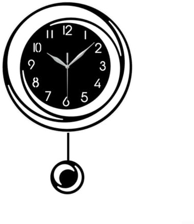 Moderne dekorative Wanduhr, mit Pendel, batteriebetrieben, leise, nicht tickend, Quarz-Uhrwerk, großes Display für Wohnzimmer, Küche, Zuhause, Büro, schwarz, 45 x 30 cm