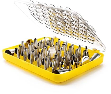 esmen 56-Piece Cake Decorating Set Molten Bean Piping Tips, Cream Nozzles with Storage Box Baking Tools for Buttercream, Cookies